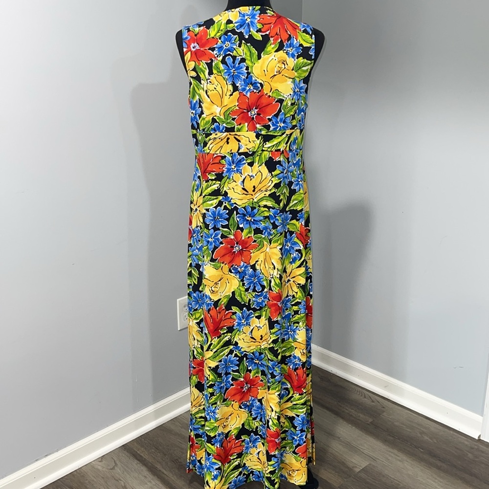 Rafaella women’s size large floral pattern maxi dress with side slits stretchy - Picture 7 of 16